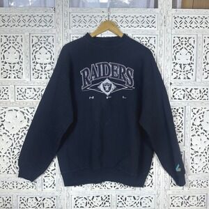Vtg‎ 90's Los Angeles Raiders Black Crewneck Sweatshirt NFL Football Logo Sz L